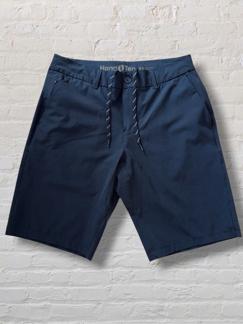 Hang Ten Performance Shorts Men’s 32 Navy Blue Stretch Drawstring Hybrid